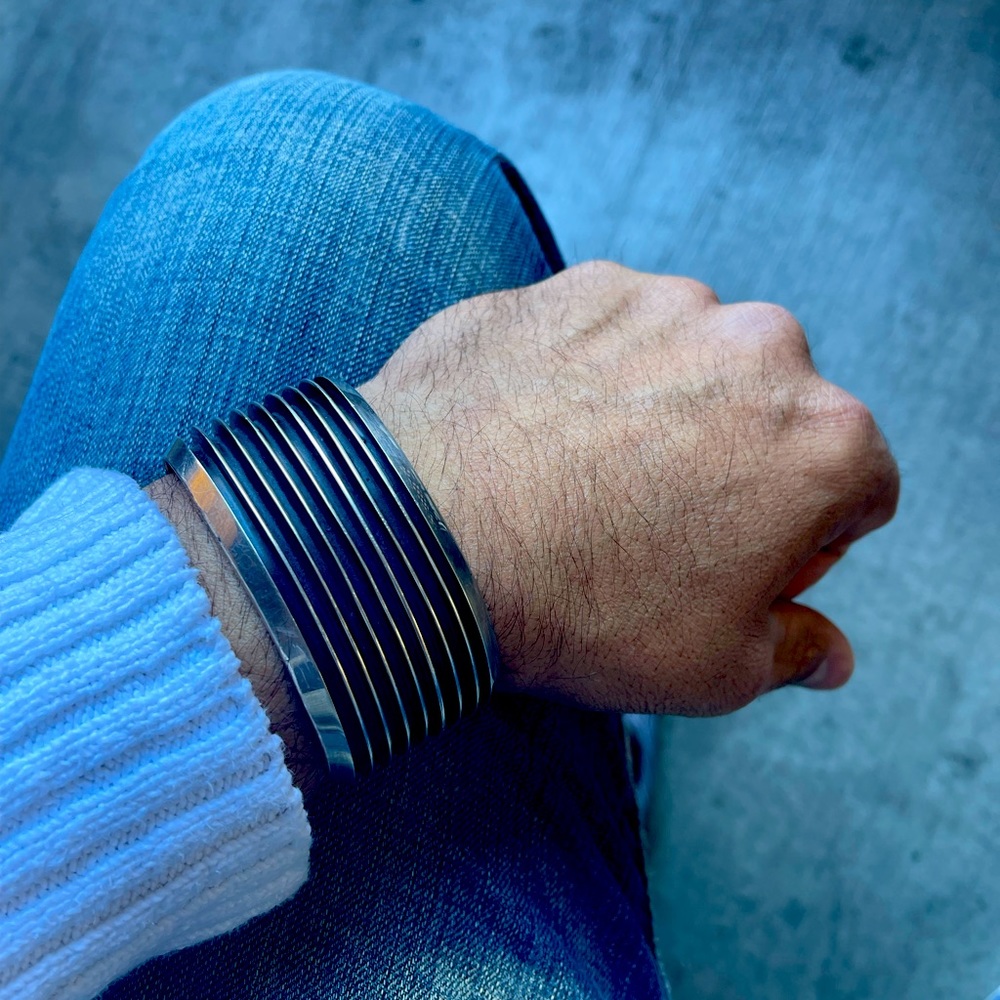 Solid Silver Wide Cuff Bracelet - image 1